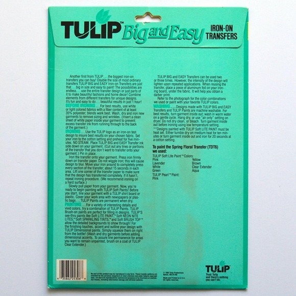 Tulip Iron On Transfers Lot 4 pks Big Easy Vegetables Fruit Rabbits Floral - Picture 12 of 12